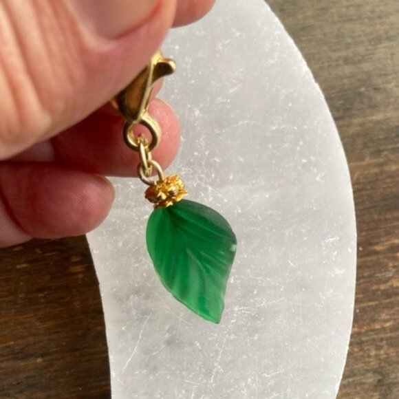 Seaglass green leaf bag charm keychain card holder - Picture 2 of 4